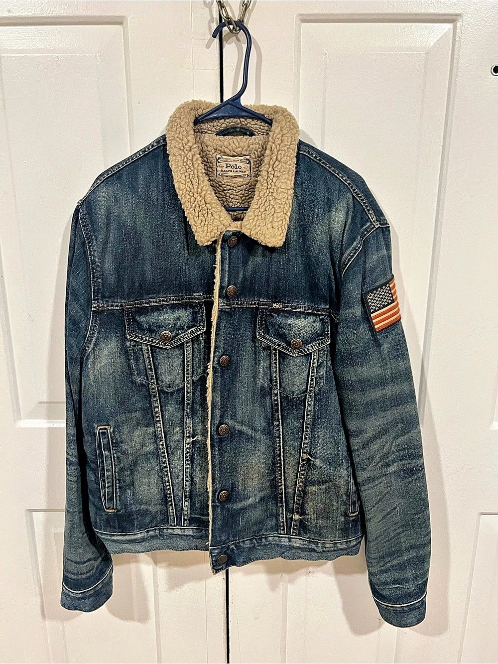 Polo Ralph Lauren Fleece-Lined Denim Trucker Jacket Blue & Brown